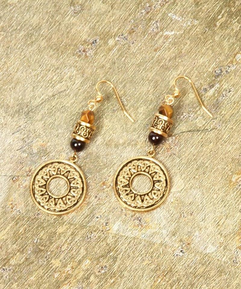 K14GF サークルプレート×円柱ピアス