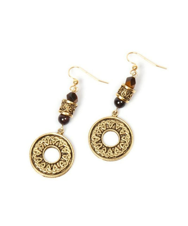 K14GF サークルプレート×円柱ピアス