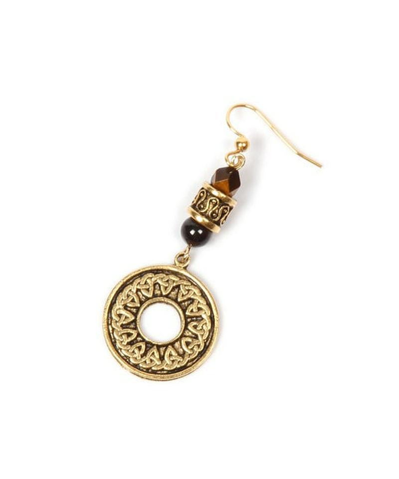 K14GF サークルプレート×円柱ピアス