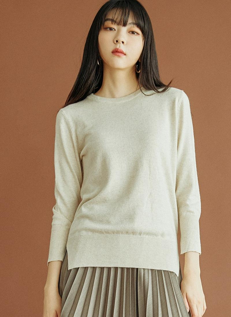 アンゴラ混ワイドリブニット