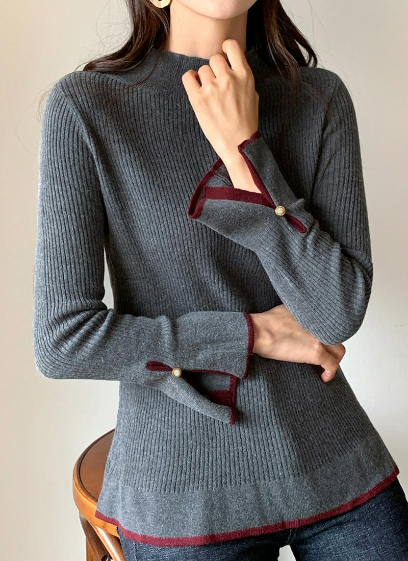 パール配色ヘムニット・全4色