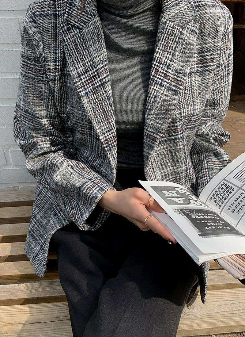 ウール混チェックジャケット