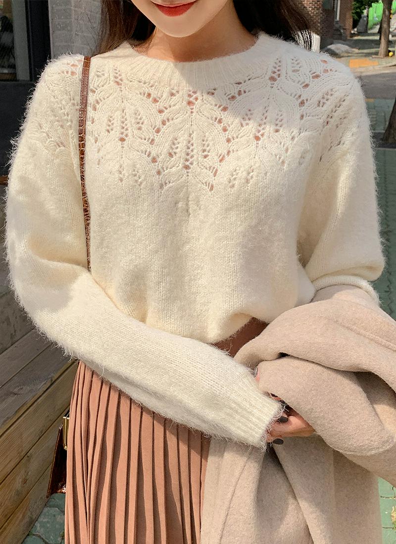 デコルテパターンニット