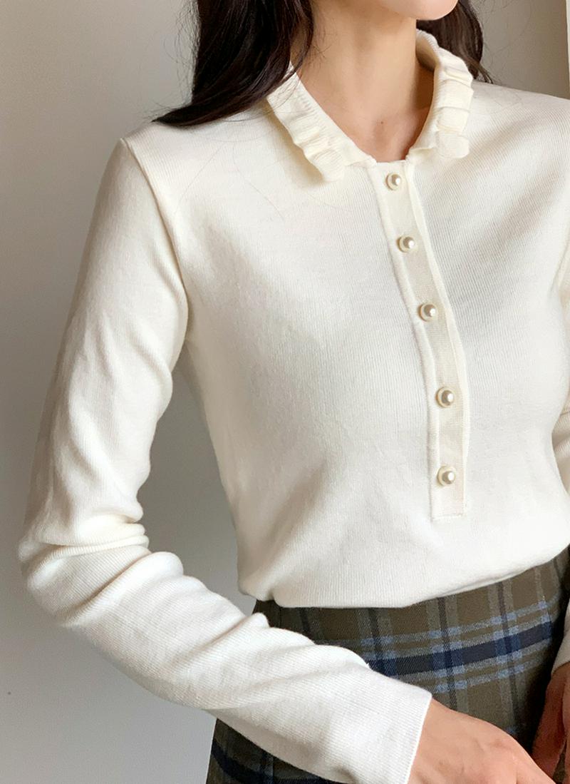 フリルパールボタンニット・全4色