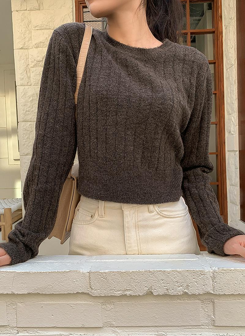 クロップドリブニット