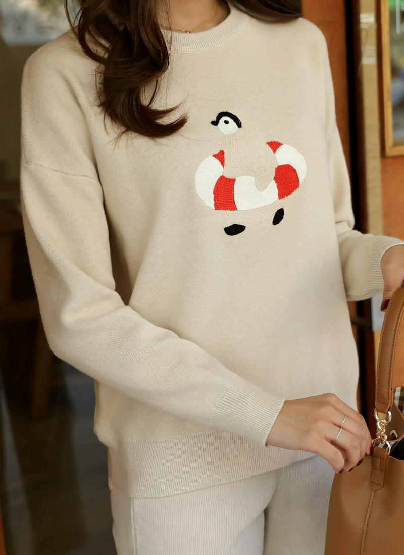 ペンギンアクリル混ニット