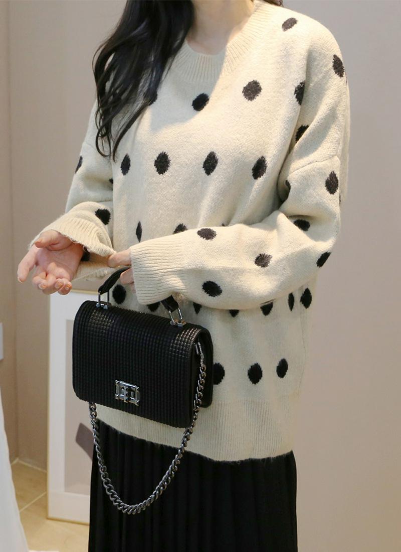 ウール混ドットニット