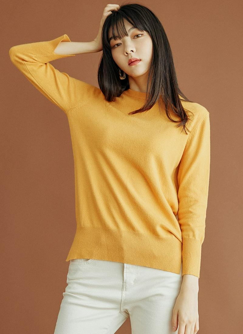 アンゴラ混ワイドリブニット