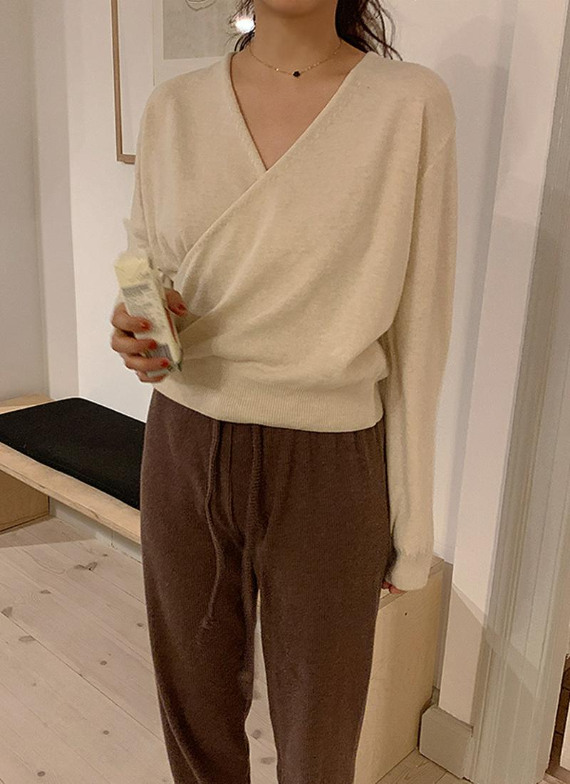 ウールブレンドカシュクールニット