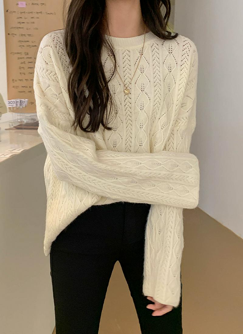 ジグザグパンチングニット