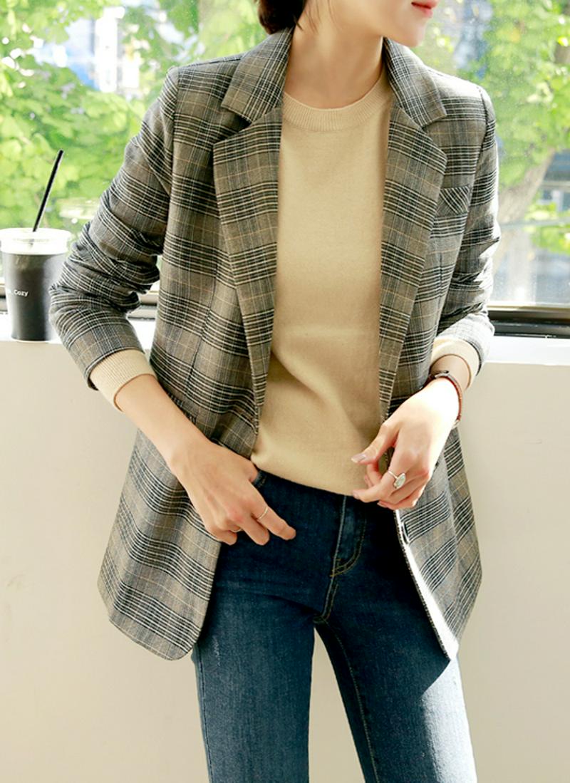 テーラードカラーチェックジャケット