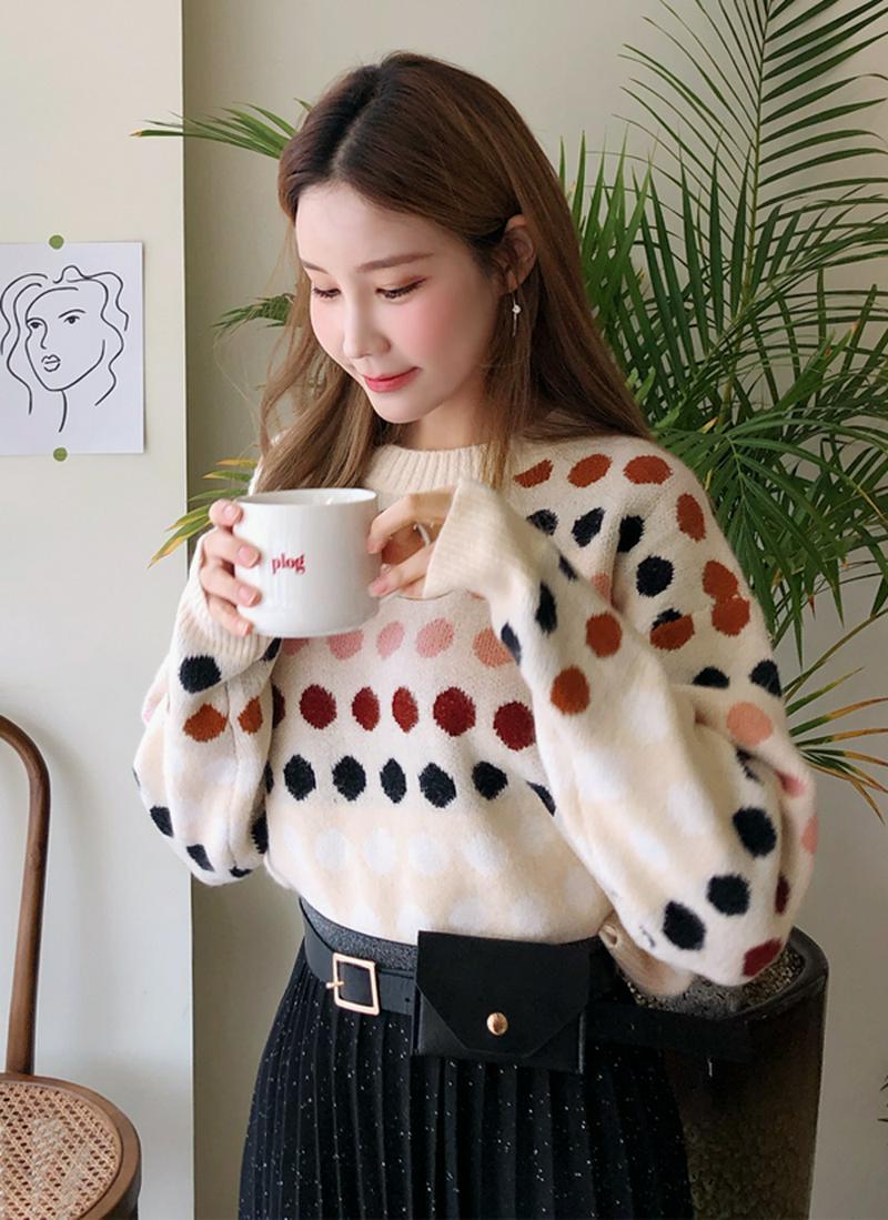 カラフルドットパターンニット