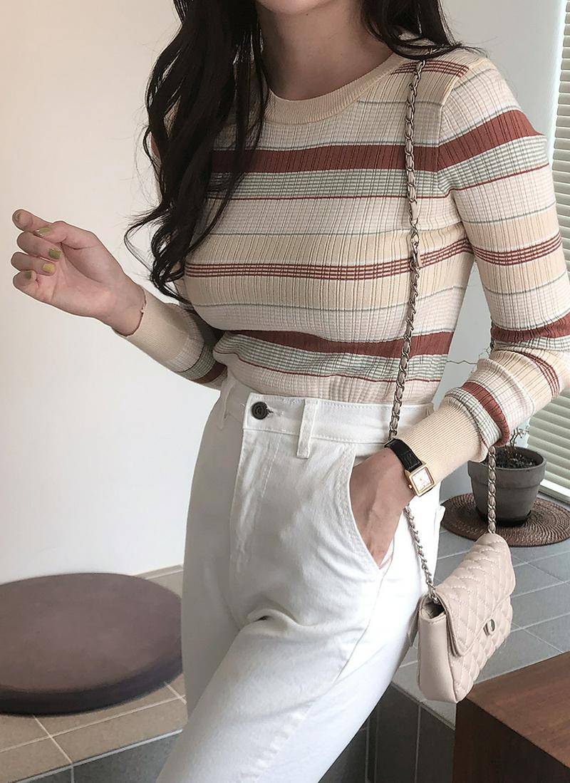 レインボーボーダーニット