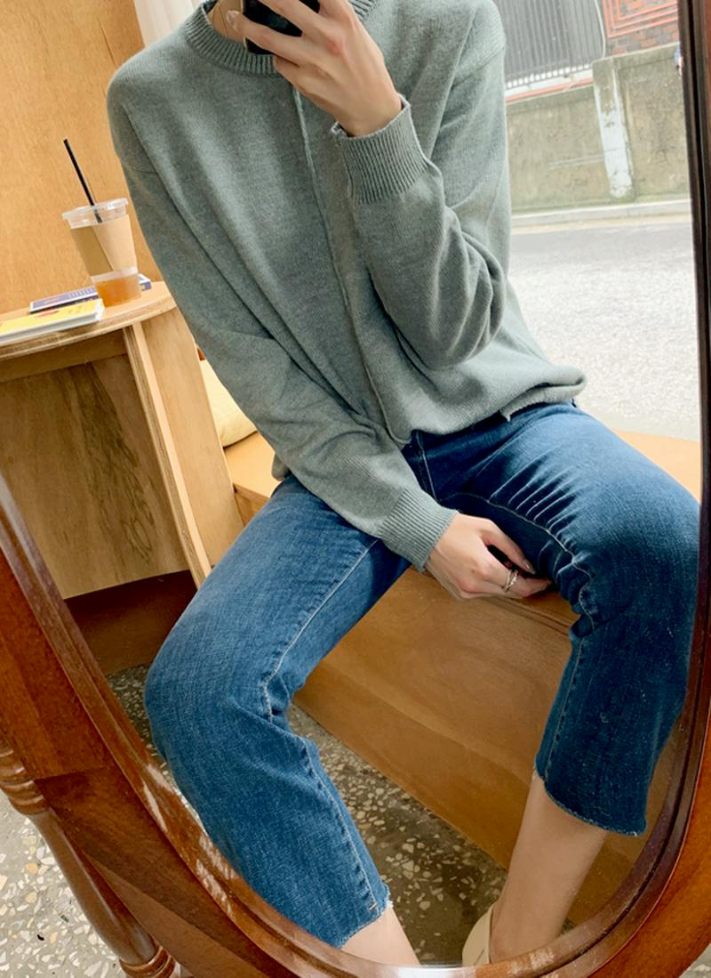 ウール混センターラインニット