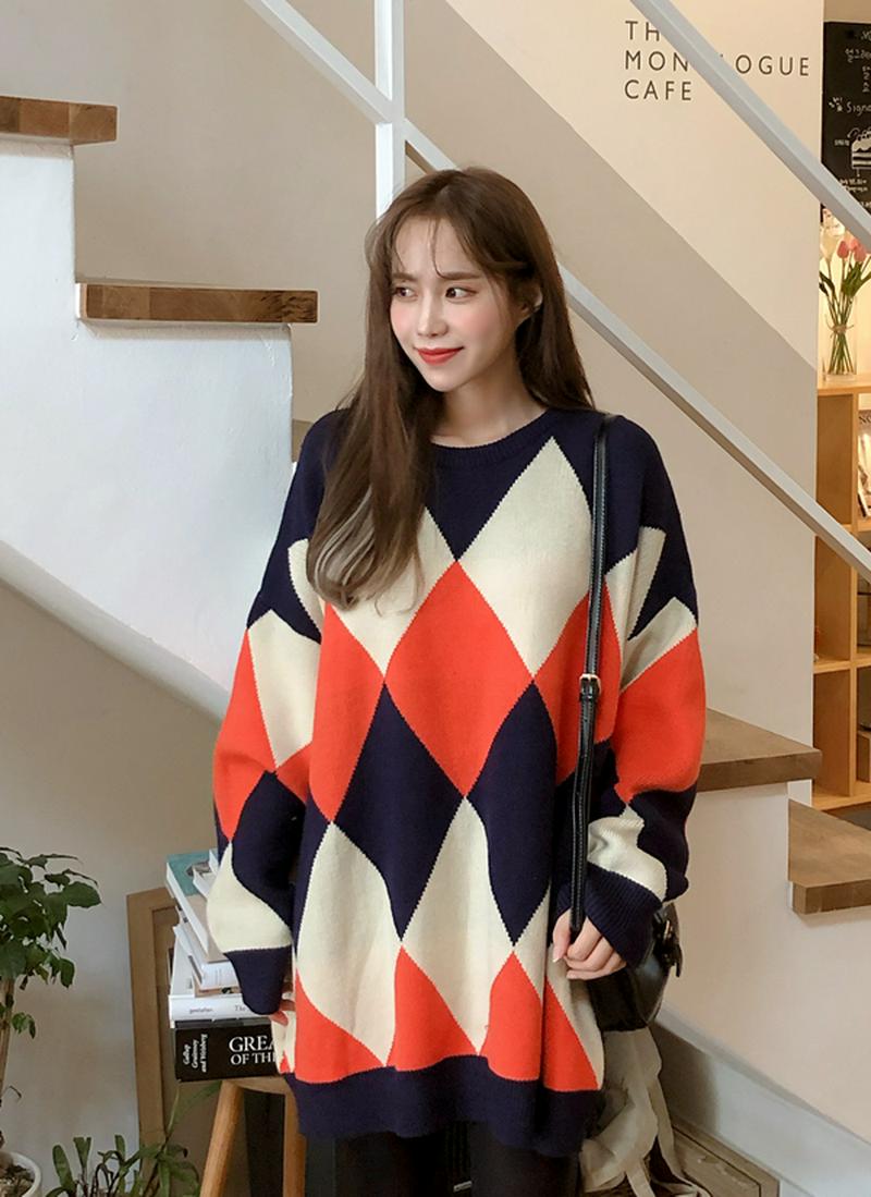 ダイヤパターンルーズニット