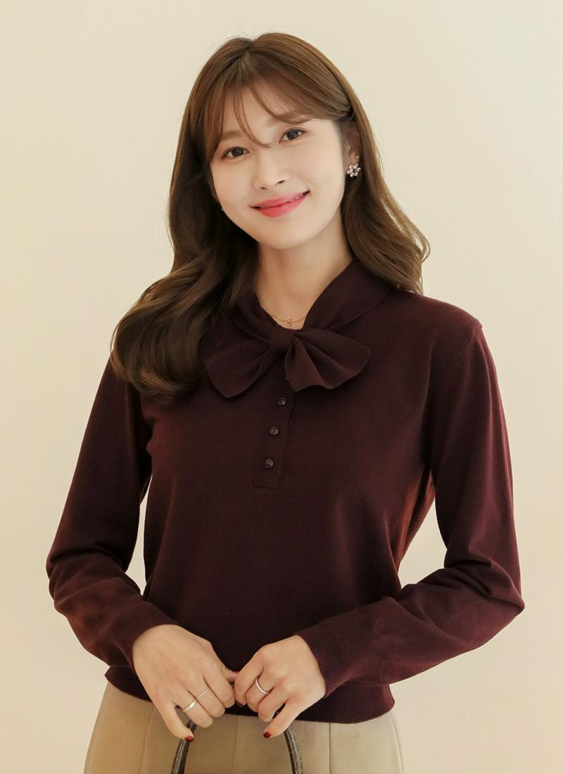 ウール混リボンニット