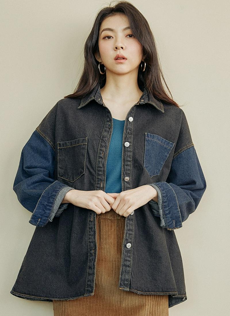 配色デニムジャケット