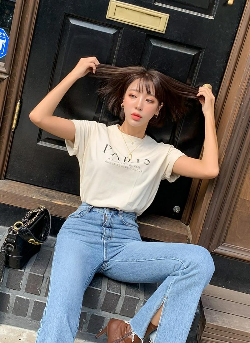 PARISレタリング半袖Tシャツ