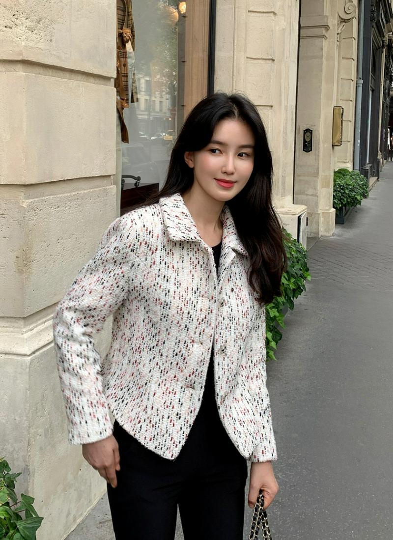 カラーミックスツイードジャケット(アイボリー)