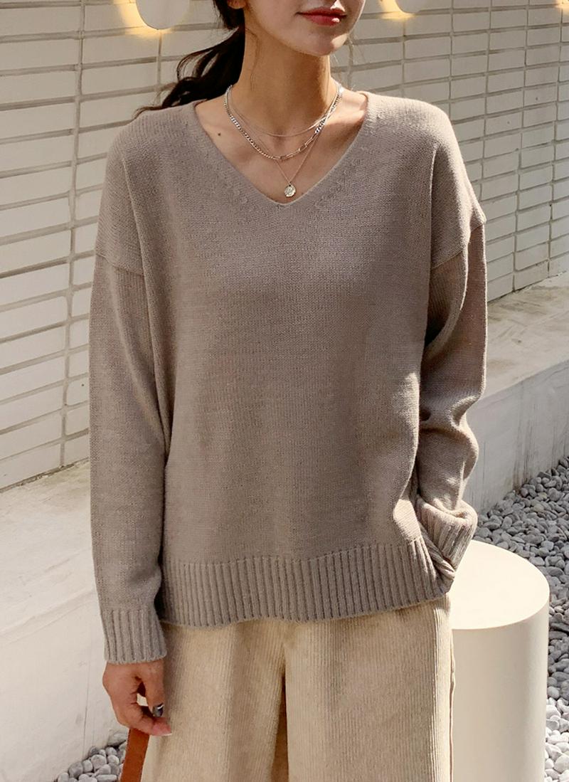ルーズVネックニット・全5色