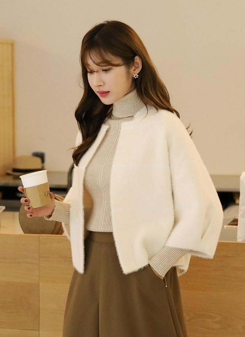 ミンク風ボーダージャケット