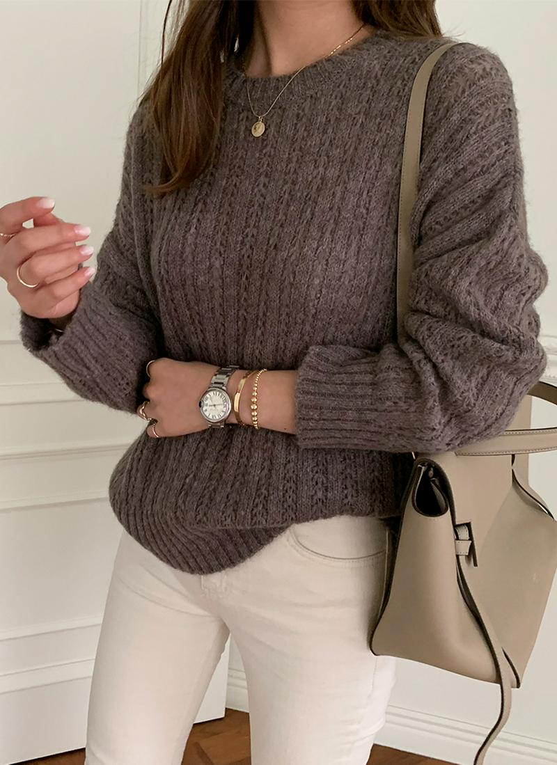 アルパカ混リブニット