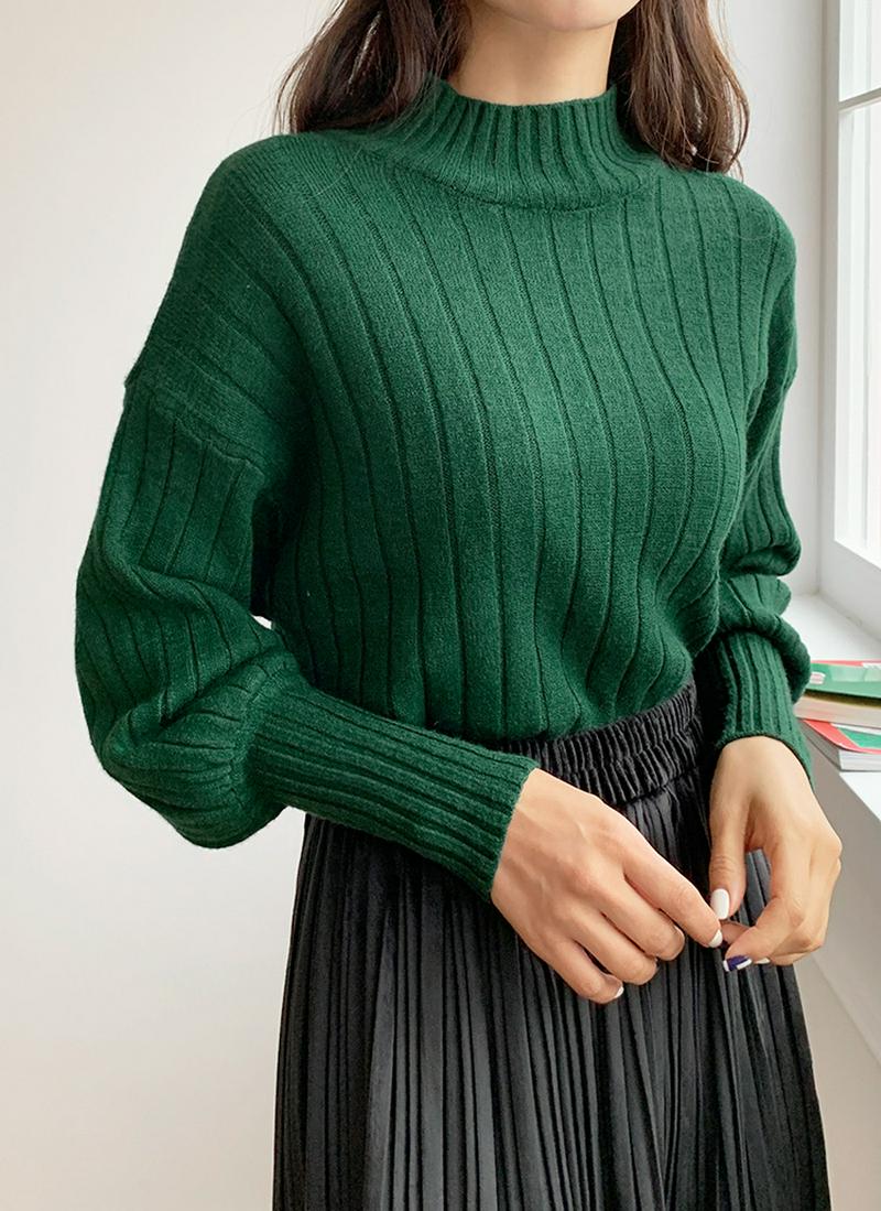 ハーフネックワイドリブニット・全4色