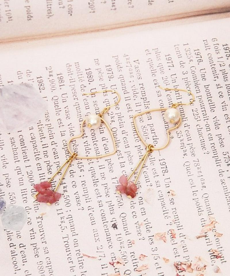 K14GFトルマリンサザレ×ハートフープピアス