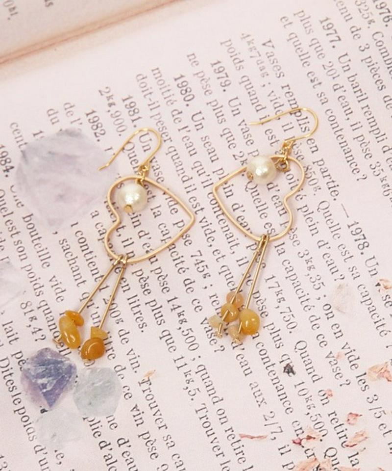 K14GFトパーズサザレ×ハートフープピアス