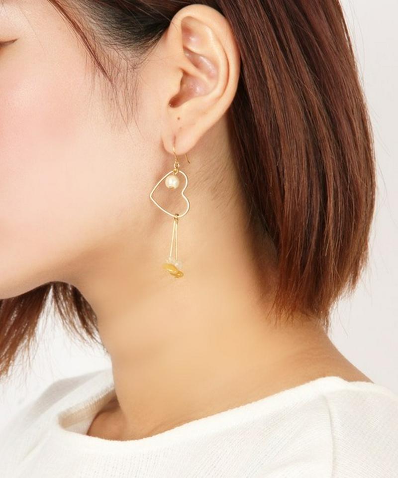 K14GFトパーズサザレ×ハートフープピアス