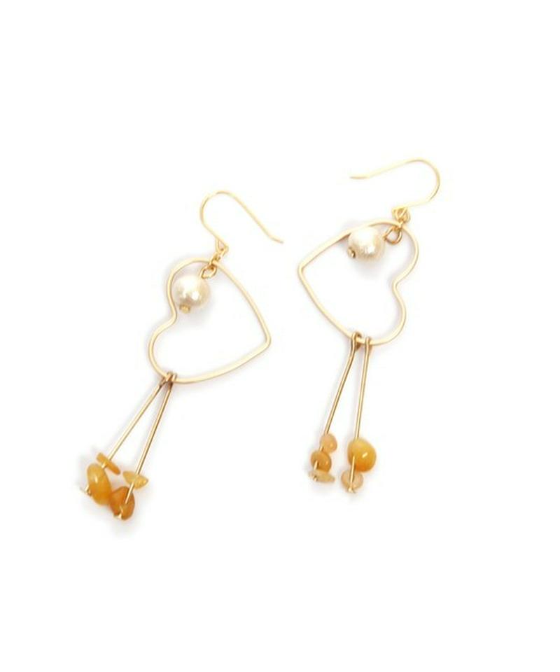 K14GFトパーズサザレ×ハートフープピアス