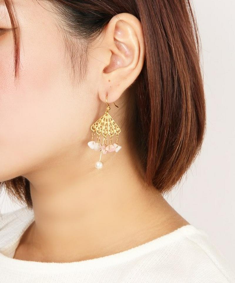 K14GFピーチストーンサザレピアス