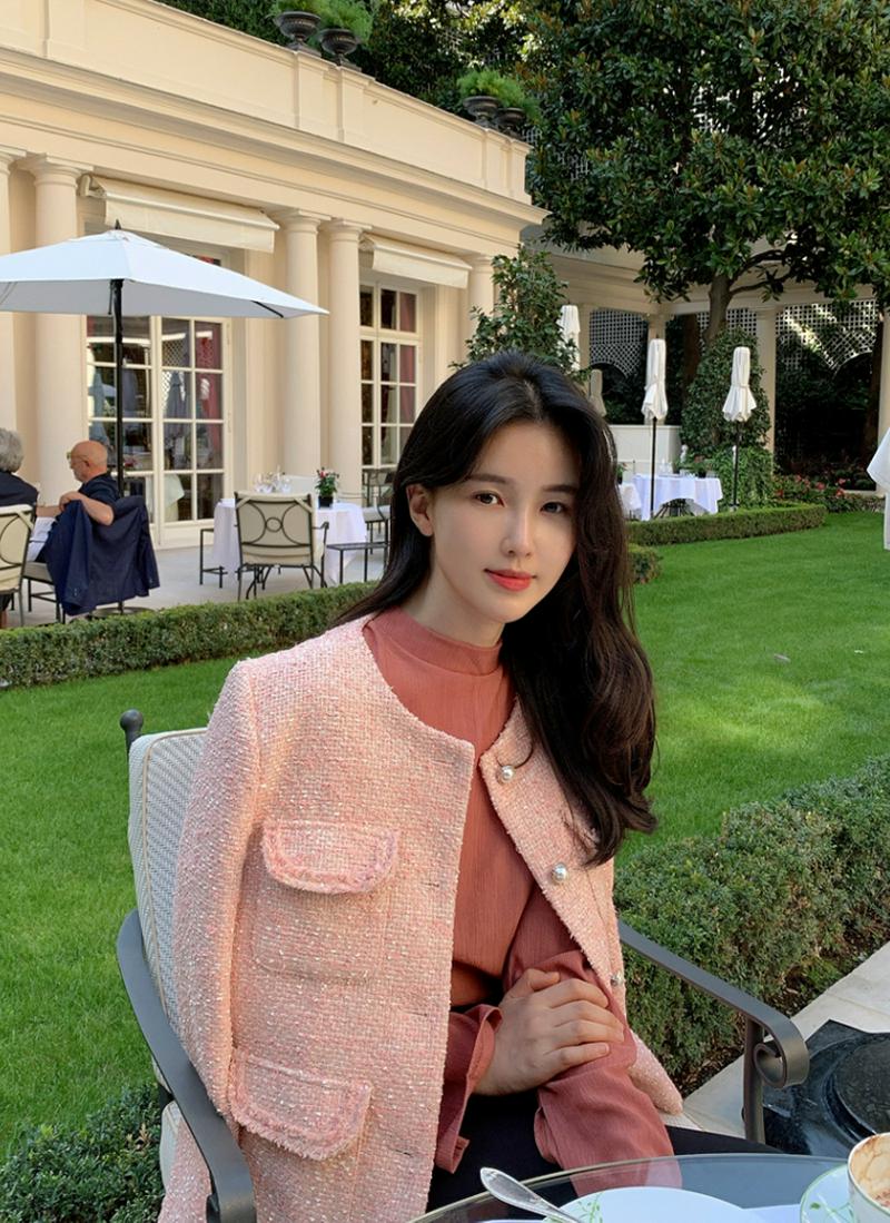 フラップポケットツイードジャケット(ピンク)