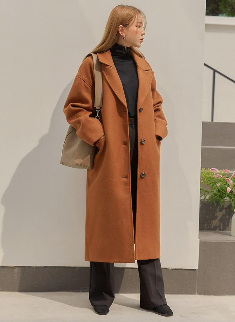 ウール混シングルロングコート