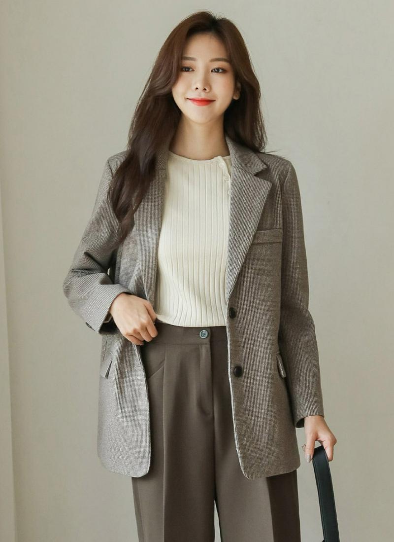 チェックウール混ジャケット