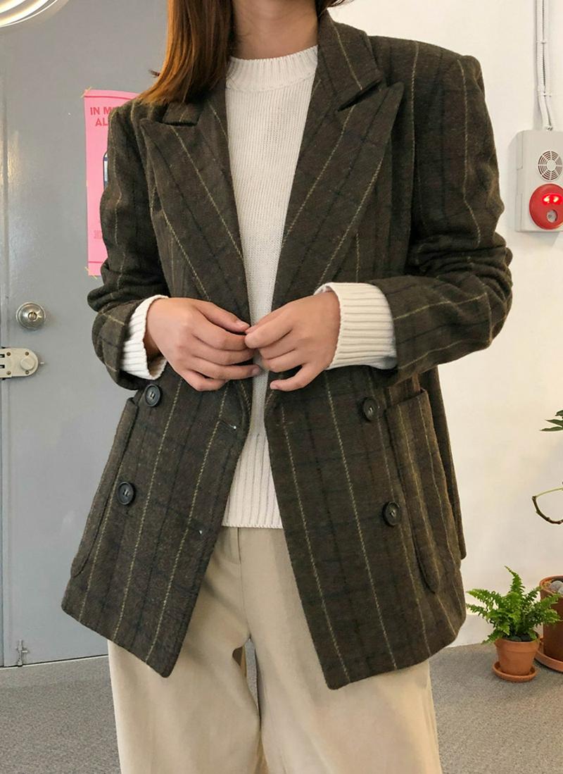 チェック柄ウールジャケット