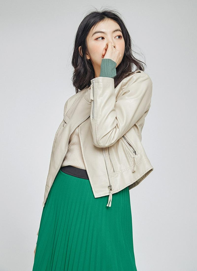 ラウンドネックライダースジャケット