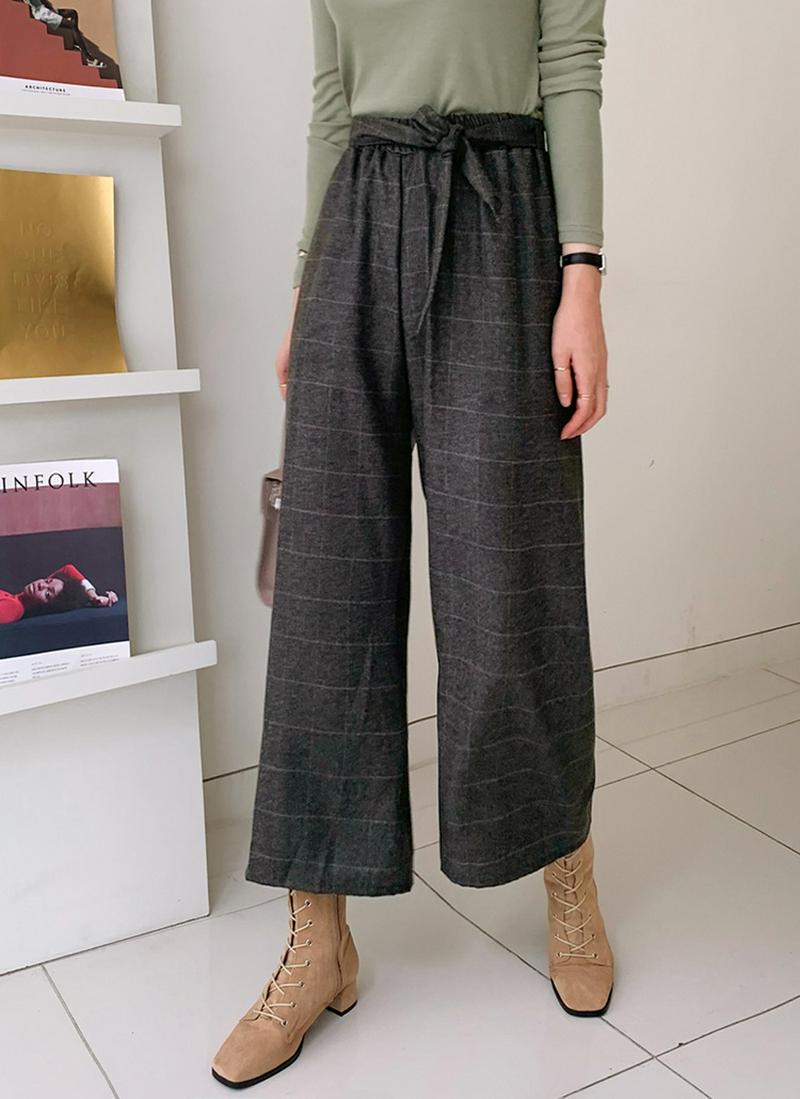 ストラップ付チェックパンツ・全1色