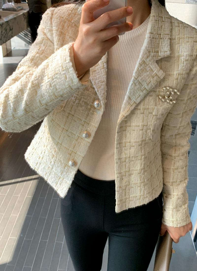 パール風ボタンツイードジャケット