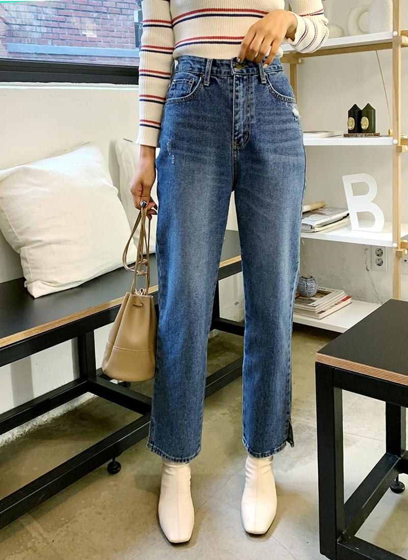 サイドスリットデニムパンツ・全1色
