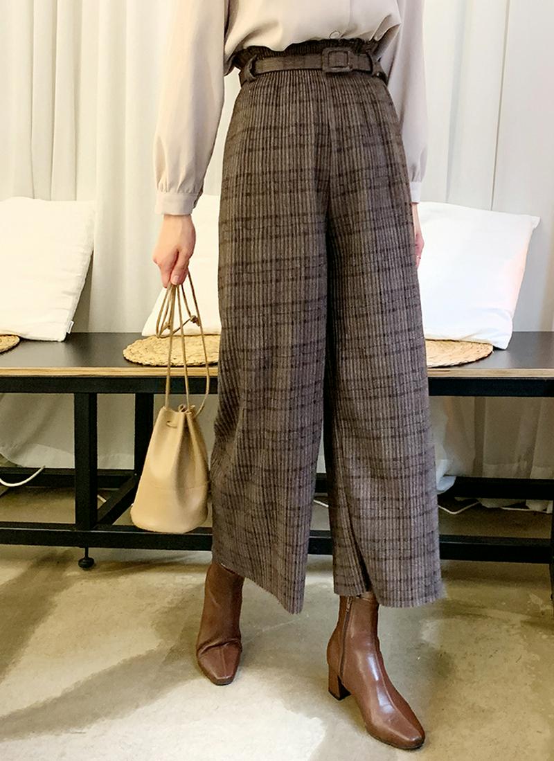 ベルトSETチェックパンツ・全2色