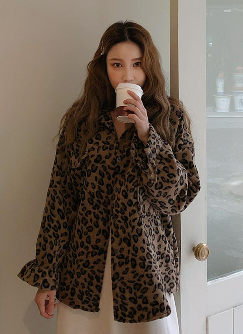 ソフトレオパードシャツジャケット