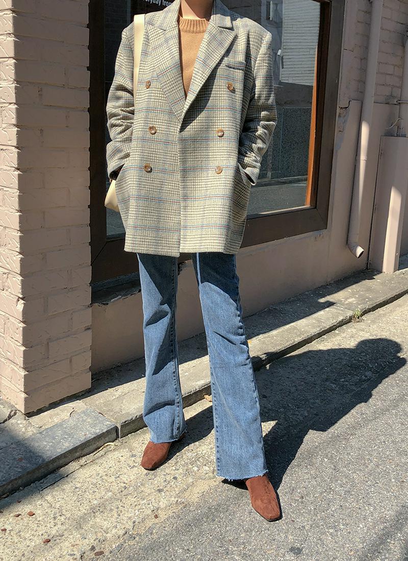 チェック柄ダブルジャケット