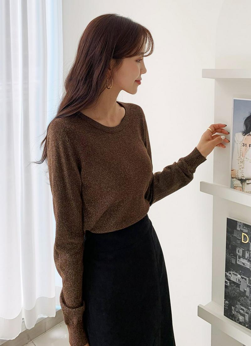 グリッターラウンドネックニット・全4色