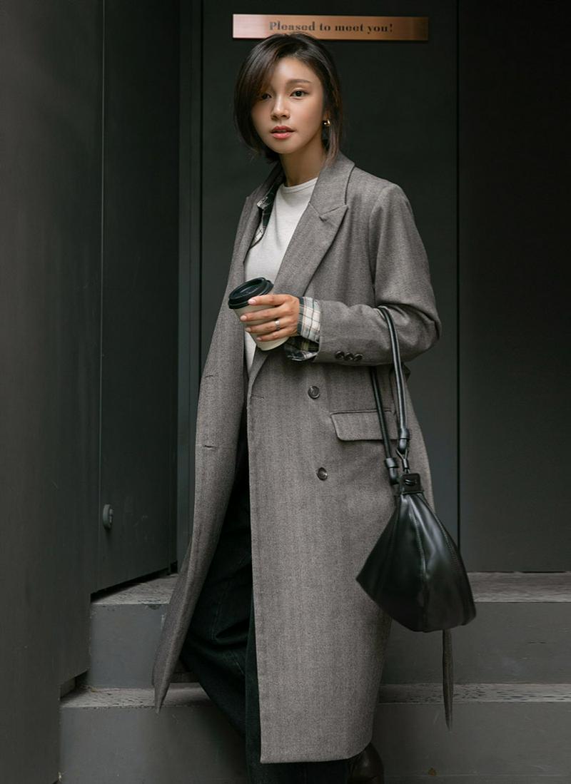 ヘリンボーンダブルロングジャケット