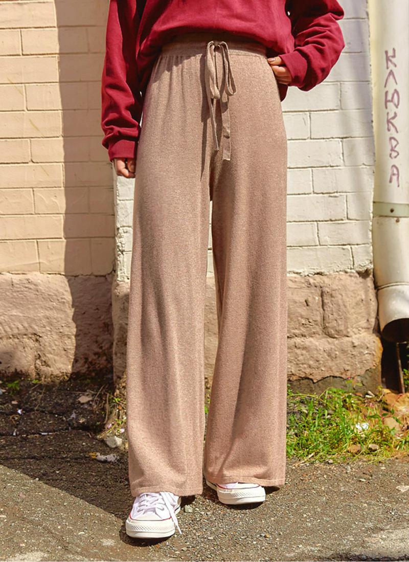 カシミヤ混ワイドパンツ