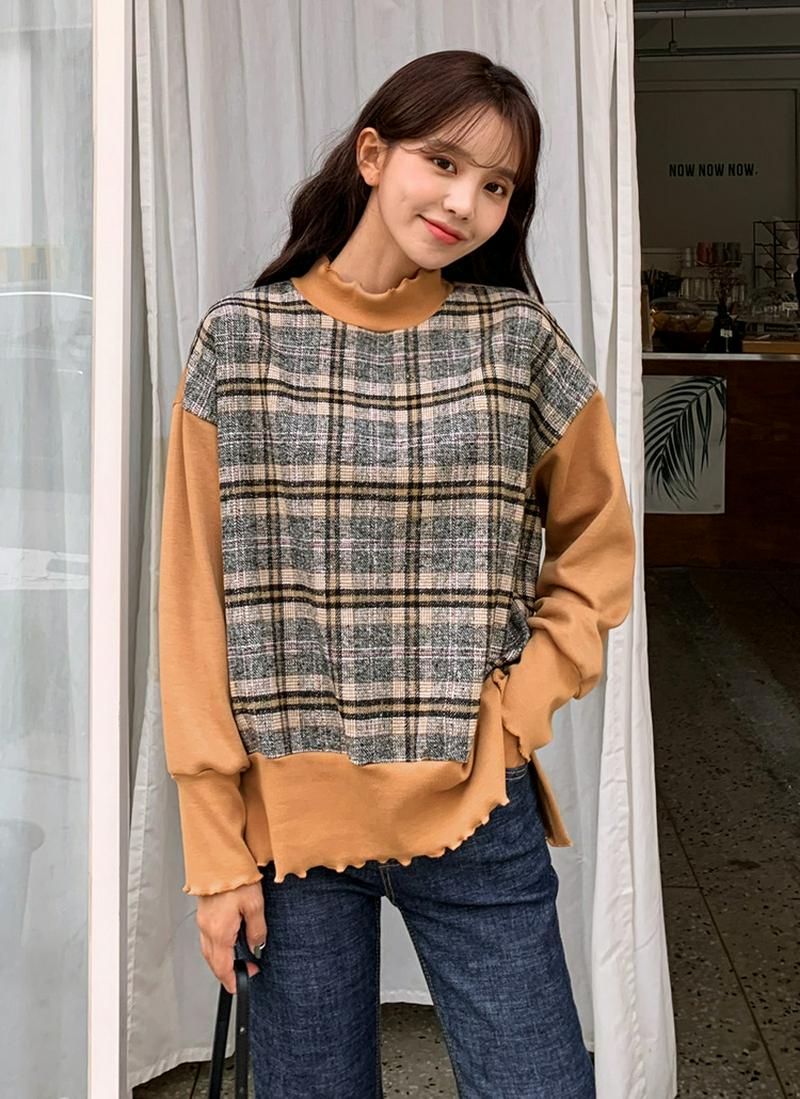 チェックコントラストTシャツ・全3色