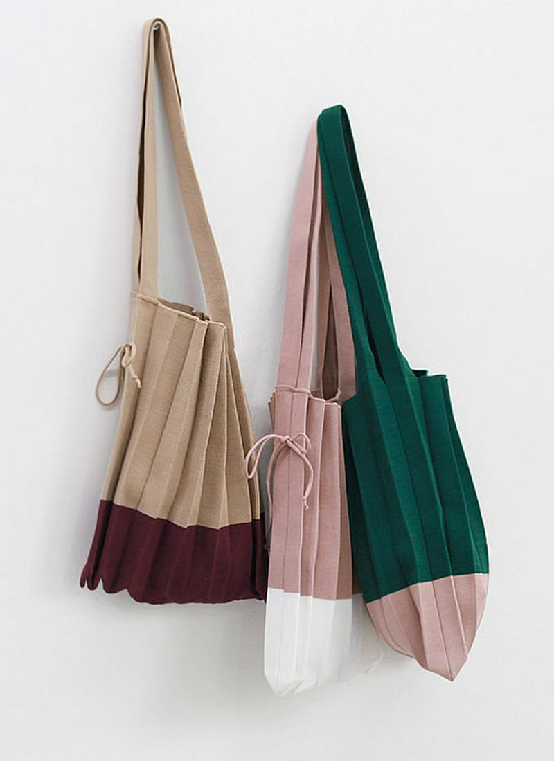 バイカラープリーツニットバック