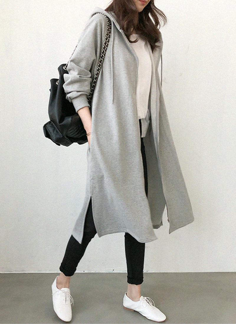 ロングジップアップパーカー