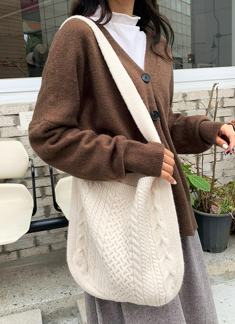 ケーブルニットバッグ・全3色